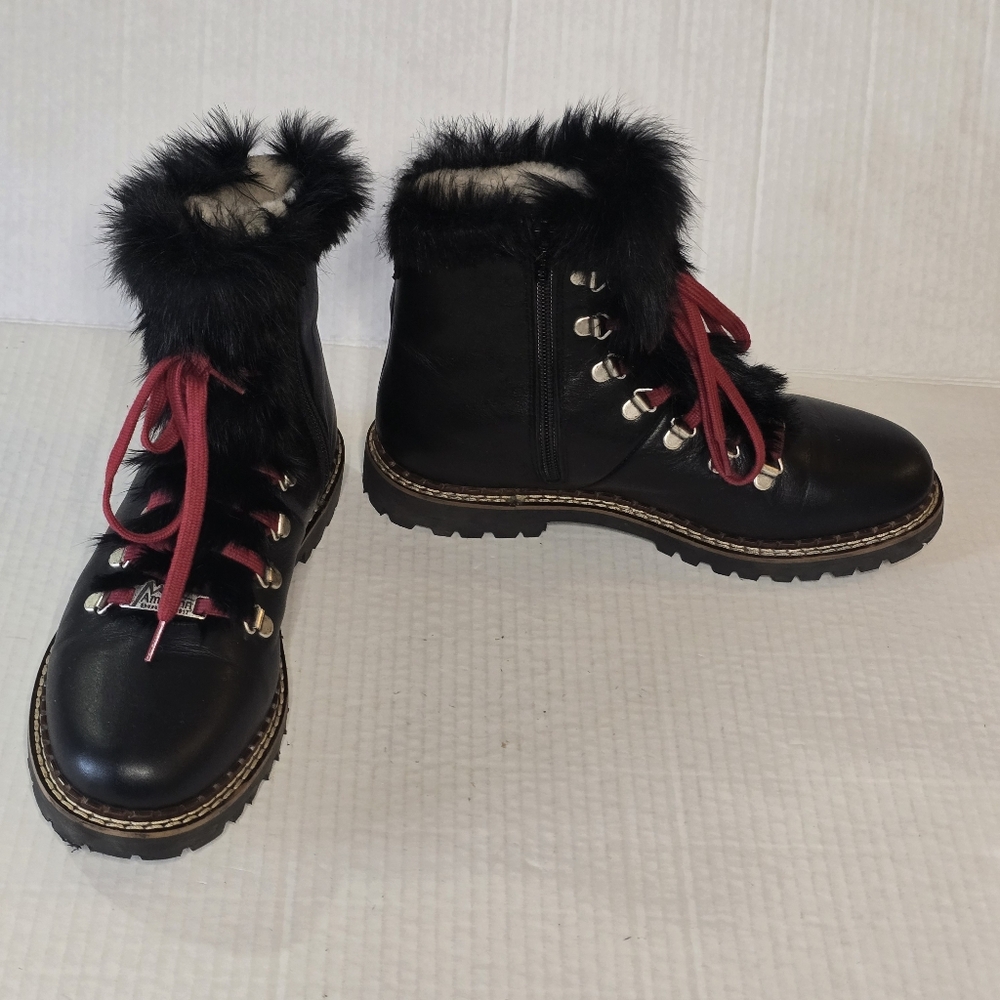 Ammann Splugen Lambsfur Boots Women's Size 38 Black Leather Fur Alpine - Picture 3 of 13